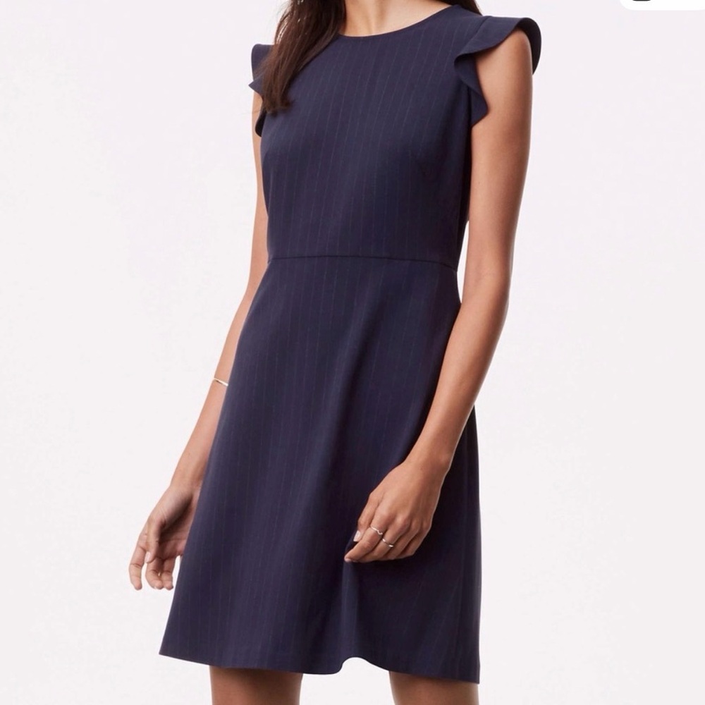LOFT Navy  Mini Dress with Flutter Sleeves